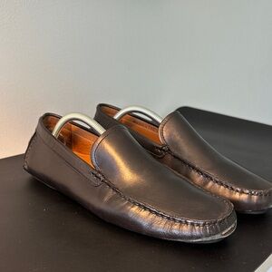 Bally Black Leather Slip-On Loafers